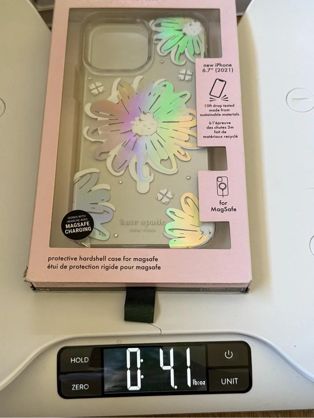 New Kate Spade MagSafe iPhone 6.7” 2021 Case Iridescent holographic flowers